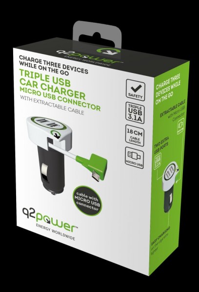 q2power USB Charger Triple USB Auto Ladegerät M 3.1A , 3.100110