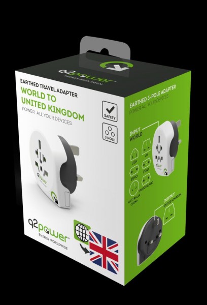 q2power Country Adapter Welt auf UK, 1.100120