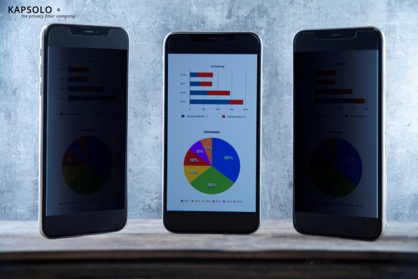 KAPSOLO 2-wege Blickschutzfilter / Blickschutzfolie selbstklebend für iPhone SE 64Go, KAP10863