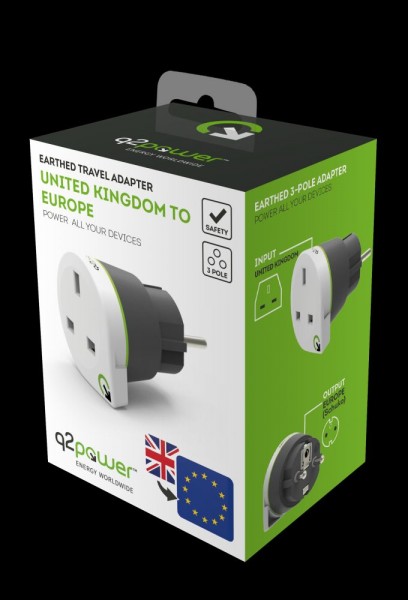 q2power Country Adapter UK auf Europa, 1.200300