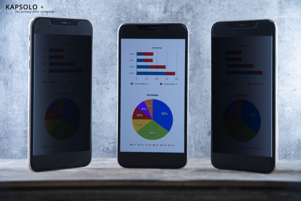 KAPSOLO 2-wege Blickschutzfilter / Blickschutzfolie selbstklebend für Xiaomi Pocophone F1, KAP11401