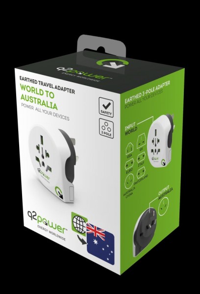 q2power Country Adapter Welt auf Australien, 1.100160