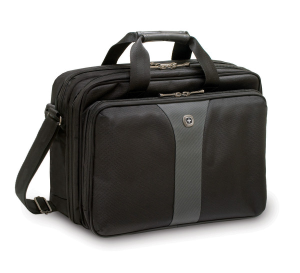 Wenger, Legacy 16" Double Gusset Computer Case, Black/Gray , 600648