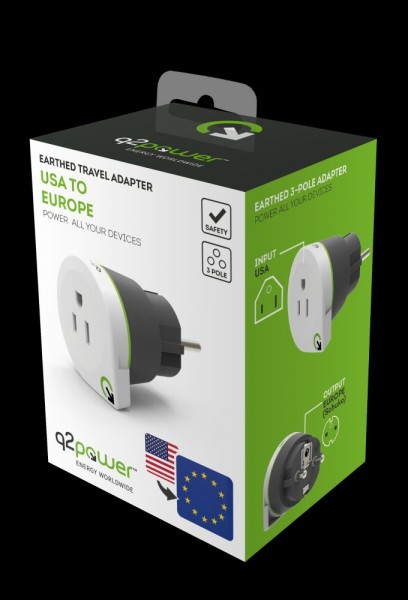 q2power Country Adapter US auf Europa, 1.200400